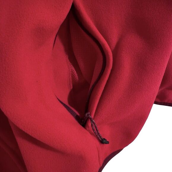 Lands End Men Full Zip Fleece Jacket M Rich Red T200 Outdoor Midweight Hiking - Picture 6 of 15